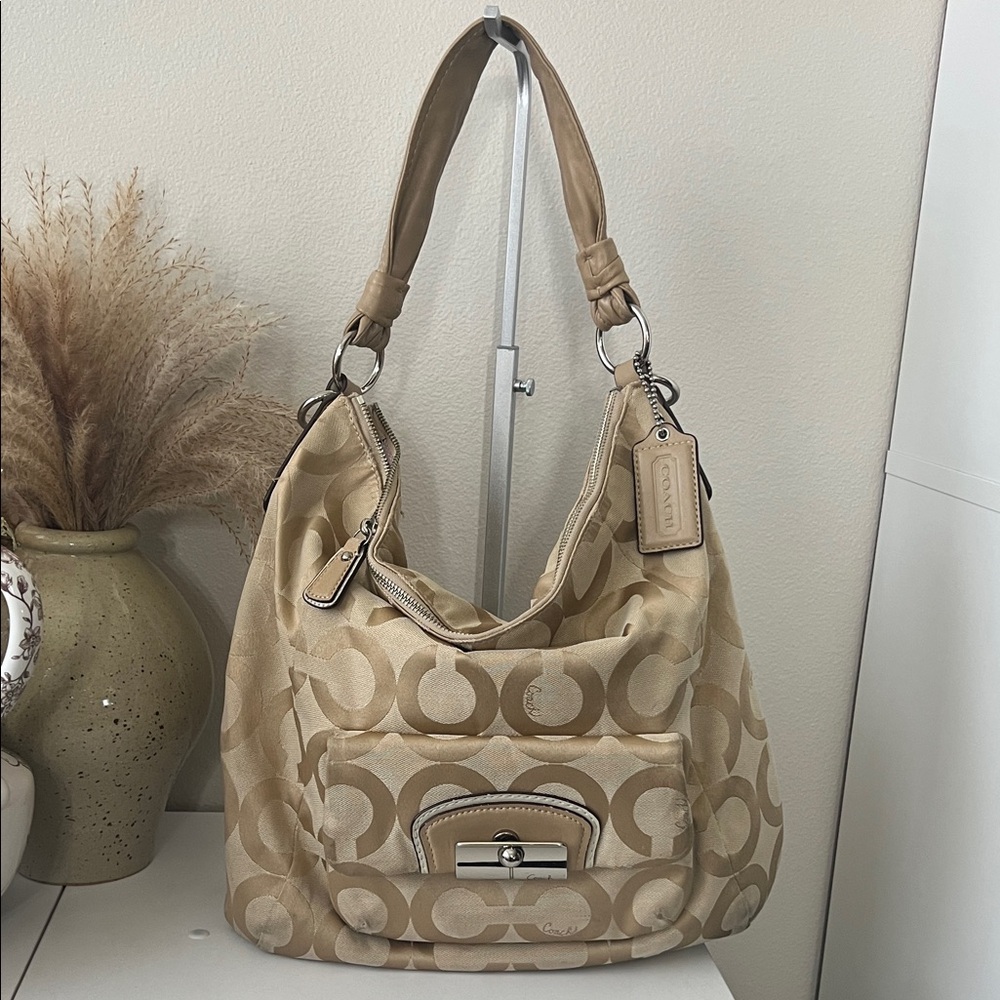 Coach Beige Signature Hobo Bag